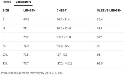 cm size guide hoodie