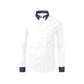 Formal white long sleeve shirt with blue collar for men