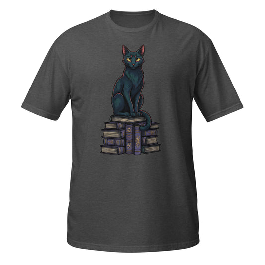 dark neo goth cat illustration on books for t shirt