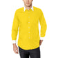 Long-sleeve yellow shirt with white collar for office wear