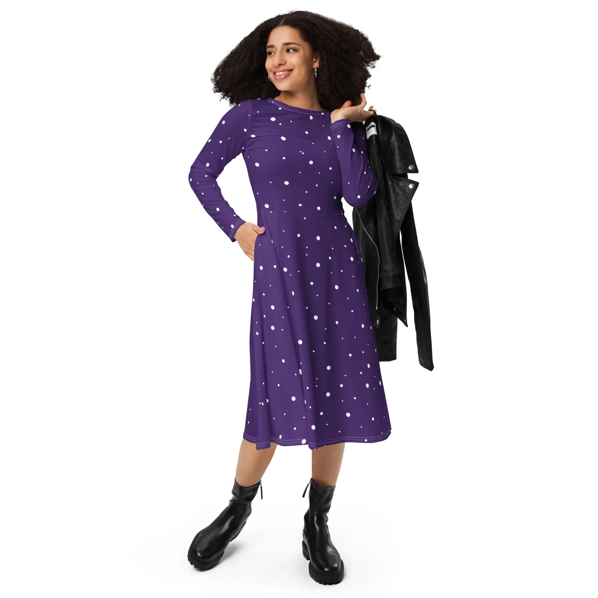 purple polka dot dress womens Summer Dress Saving! VERUGU Womens Square Neck Polka Dots Short Sleeve Ruffle Flowy Dress Purple L