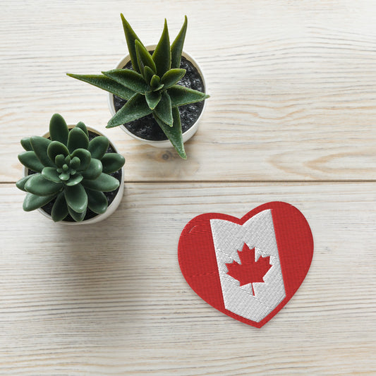 Showcase Your Love for Canada with this Unique and Thoughtful Embroidered Canada Flag Heart Patch