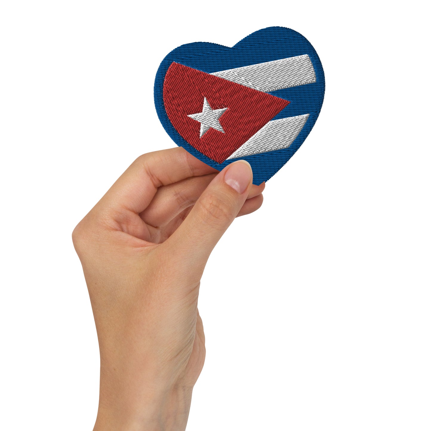 High Quality Embroidered Cuba Flag Patch / Heart Shape