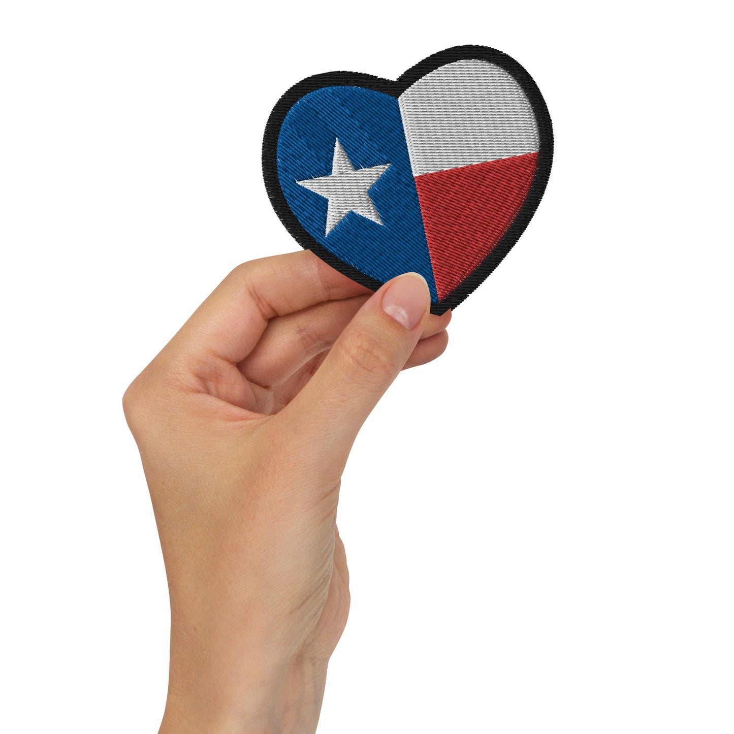 High Quality Heart-Shaped Embroidered Texas Flag Patch