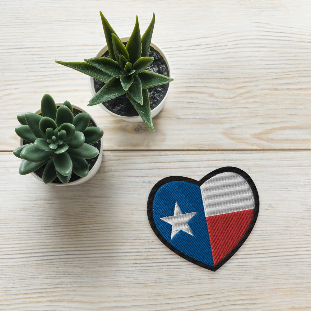 Heart-Shaped Texas Flag Embroidery