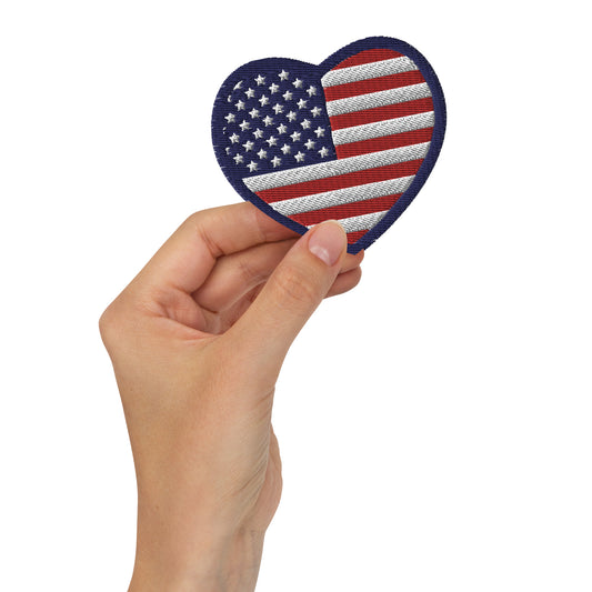 High Quality Heart-Shaped Embroidered US Flag Patch