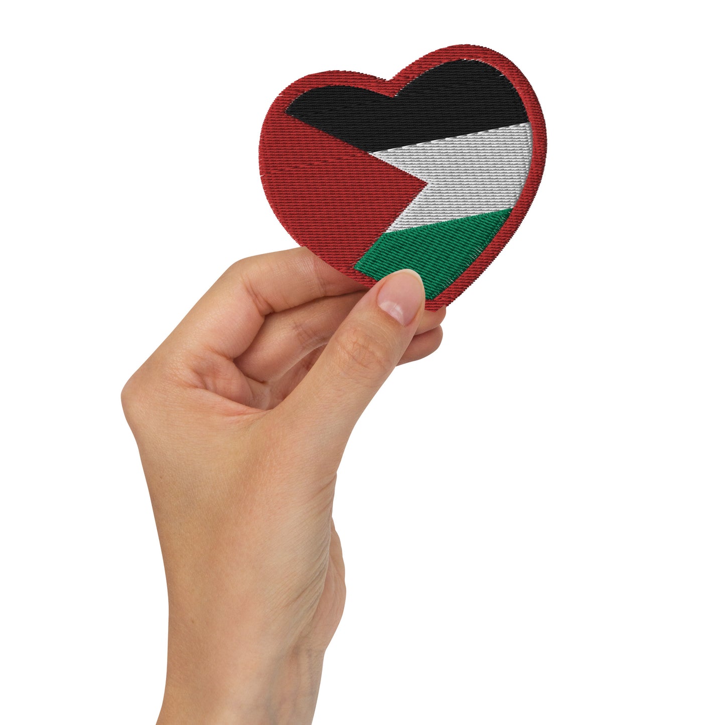 High Quality Heart-Shaped Embroidered Palestine Flag Patch