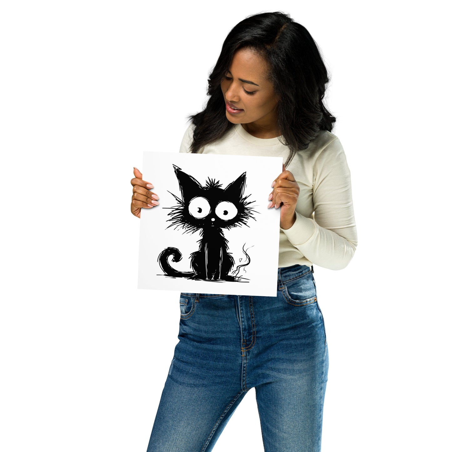 Grillige kattenkunst / Zwarte kat poster art