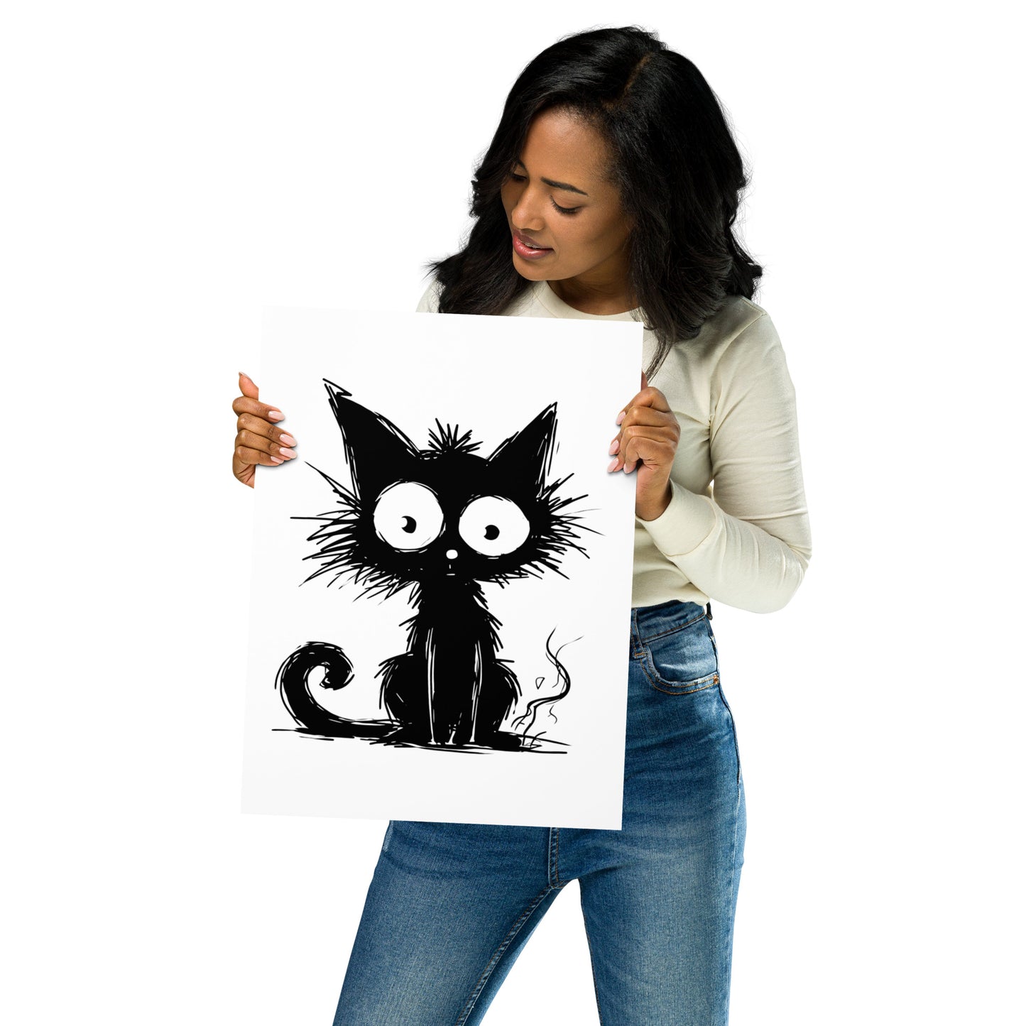 Arte caprichoso del gato / Arte del cartel del gato negro