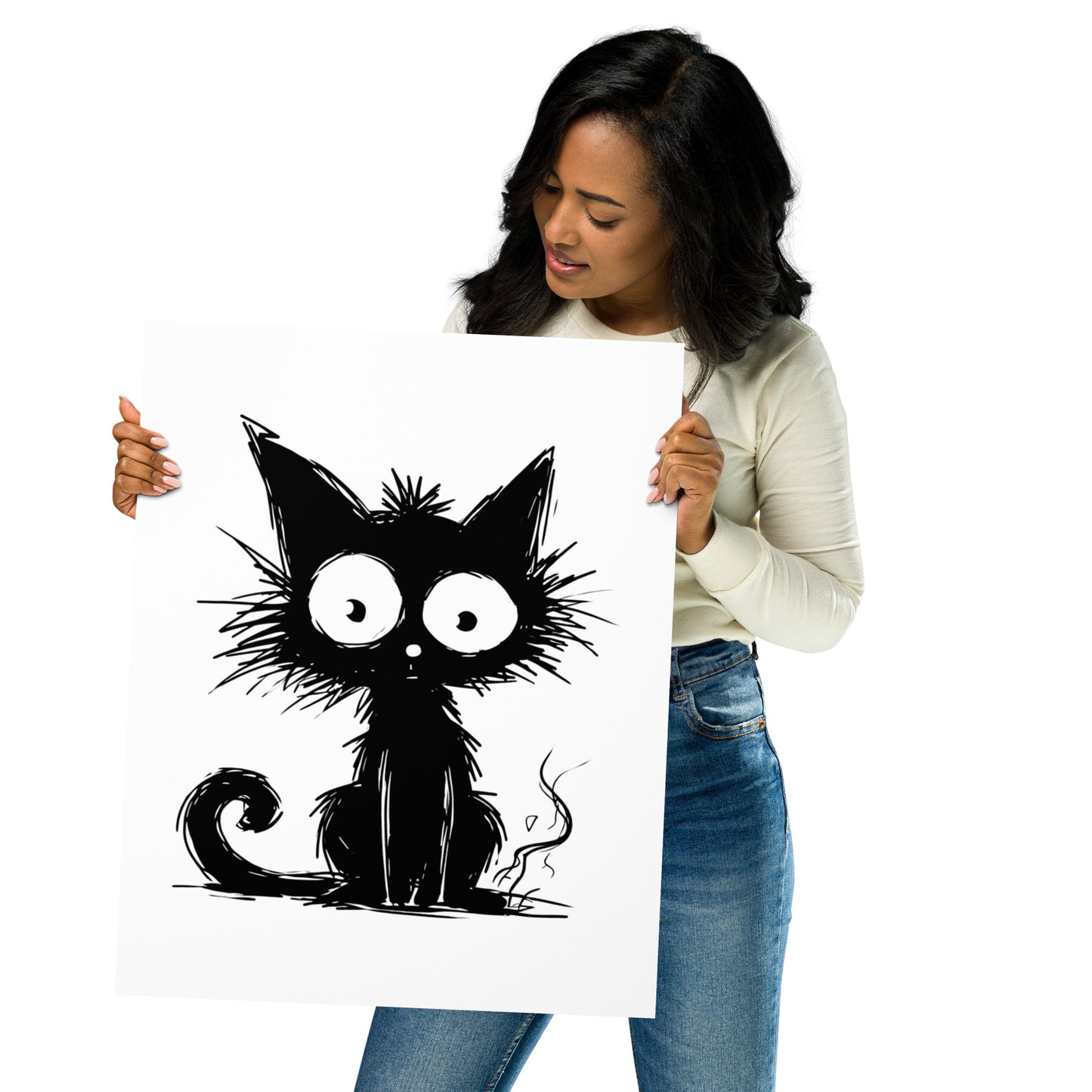 Arte caprichoso del gato / Arte del cartel del gato negro