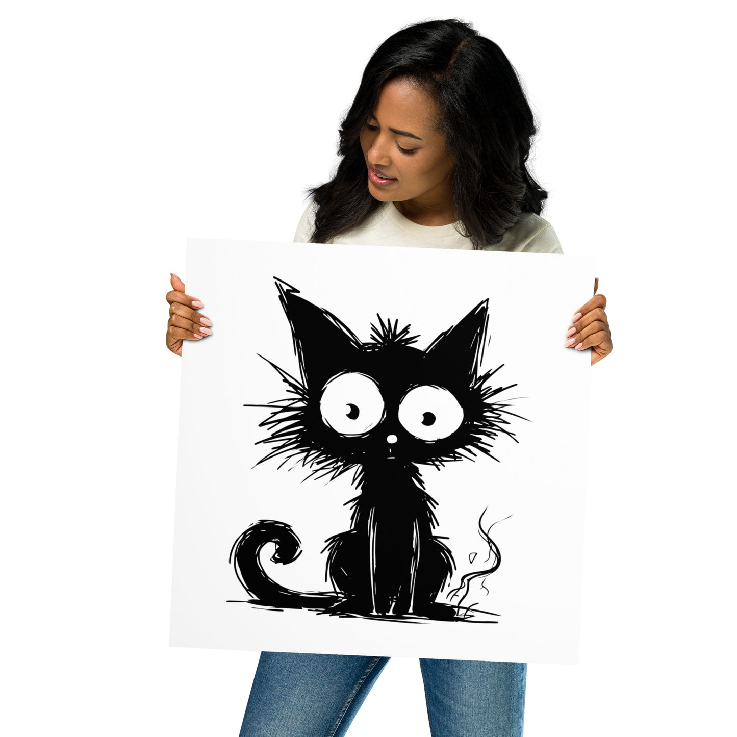 Whimsical Cat Art / Black Cat Poster Art
