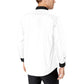 Back side men’s white dress shirt with black accents, perfect for events