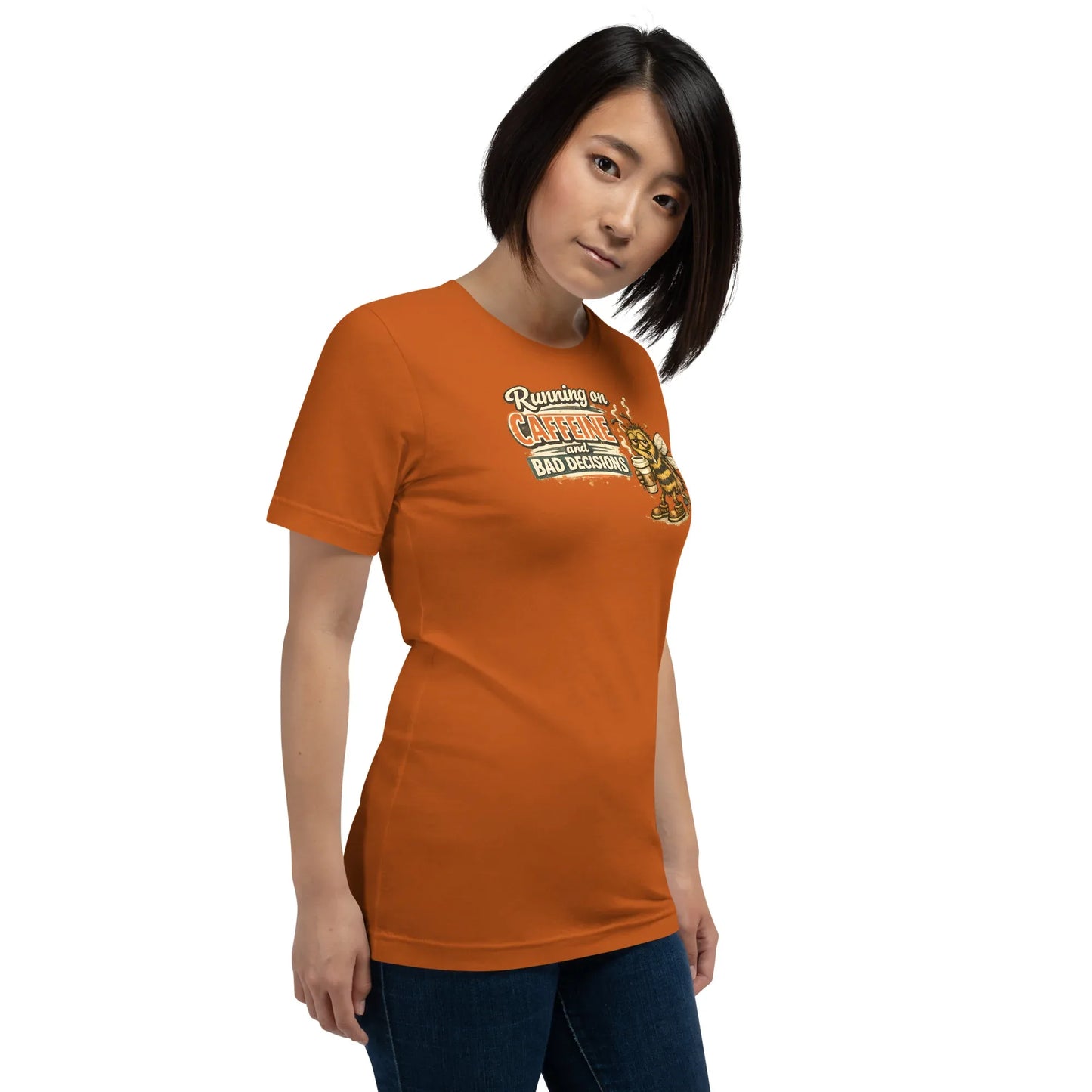 funny bee illustration t shirt caffeine theme