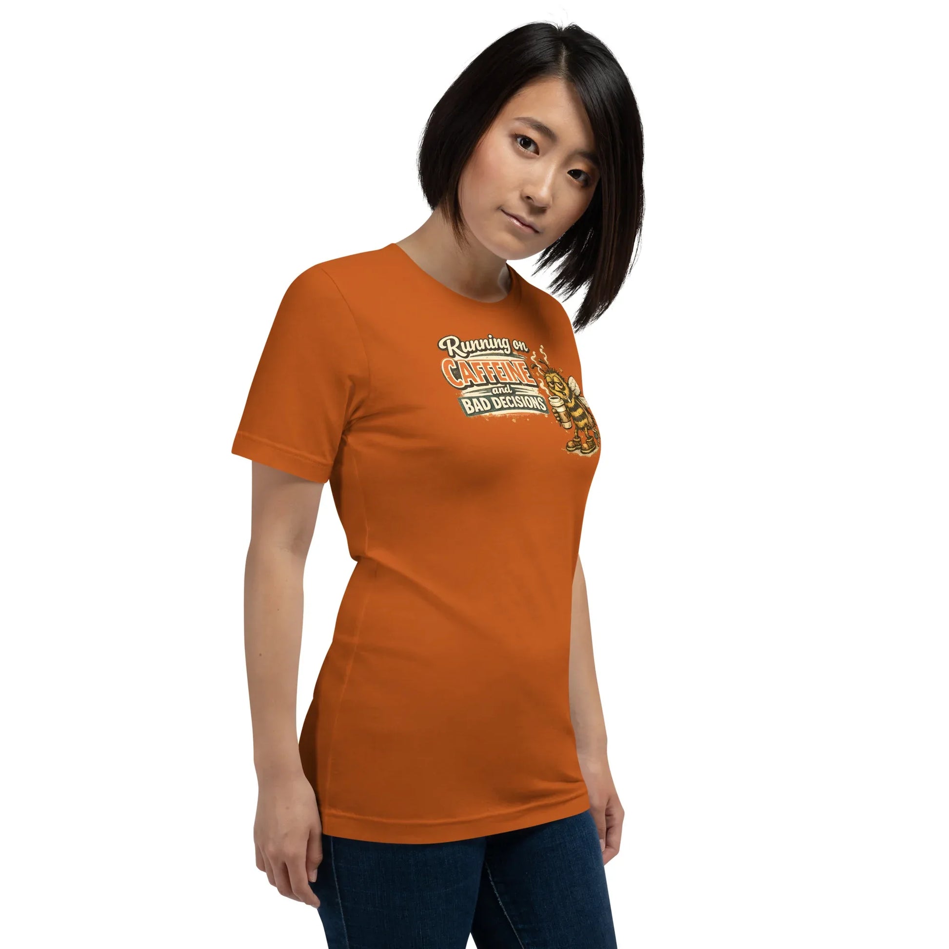 funny bee illustration t shirt caffeine theme