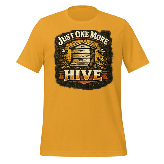 funny just one more hive beekeeper t-shirt mustard yellow