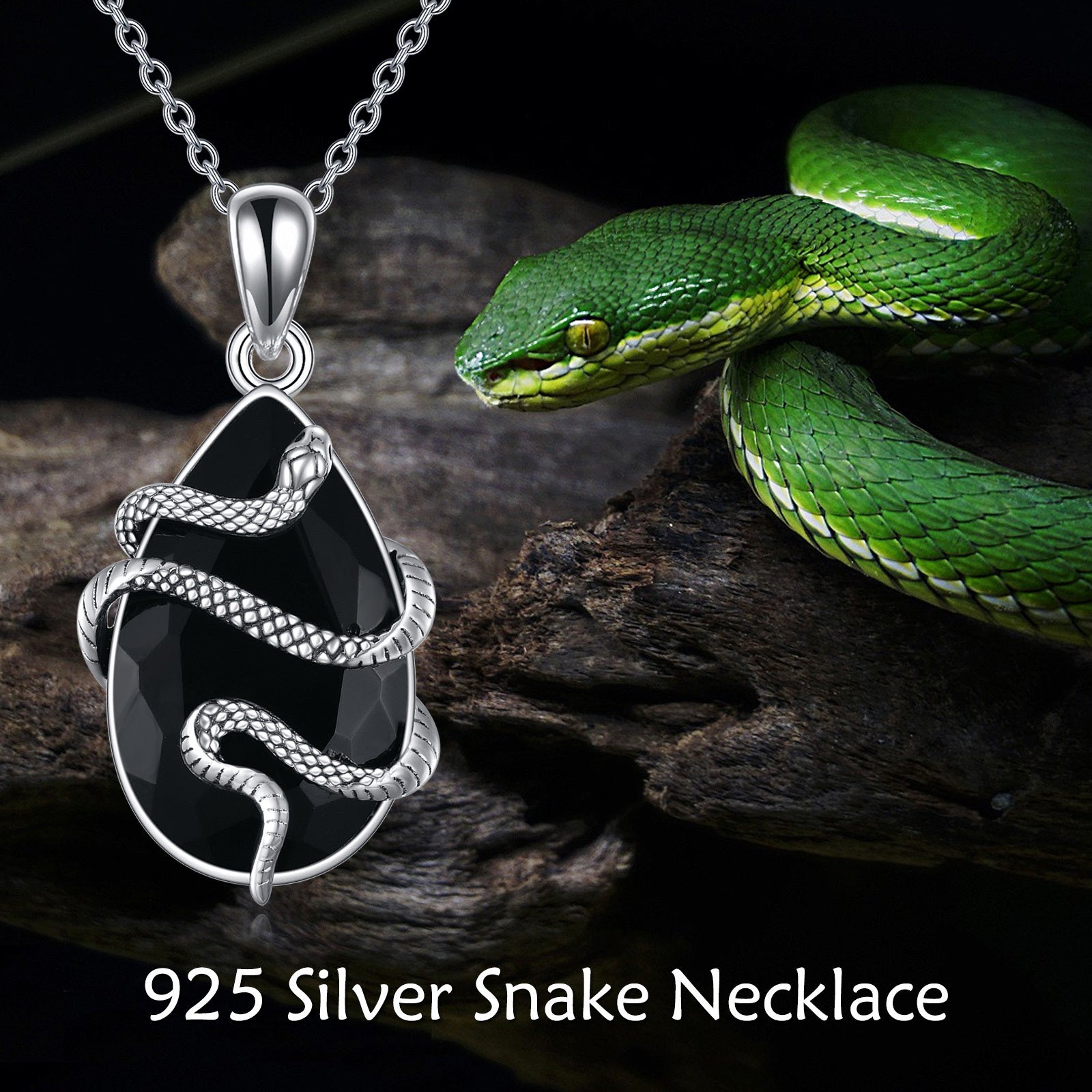 gothic snake necklace with teardrop gemstone