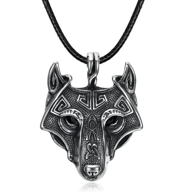 handcrafted norse wolf pendant