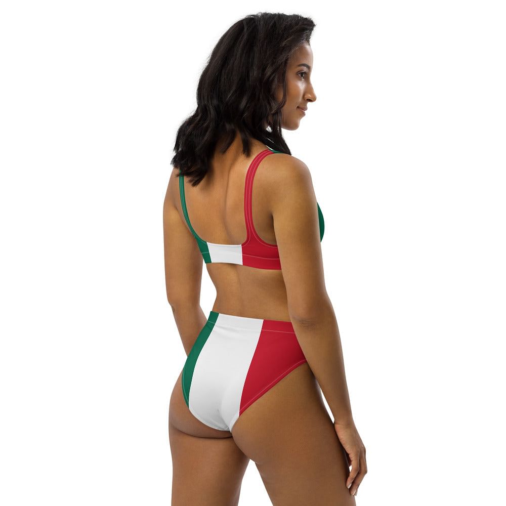 high waisted mexican flag bikini set