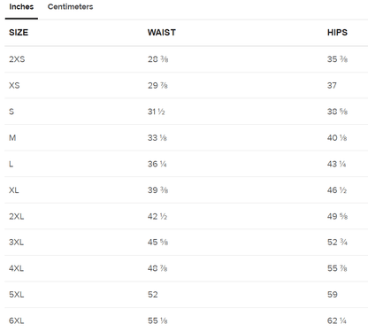 inches size guide shorts