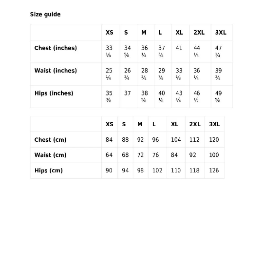 irish swimwear size guide