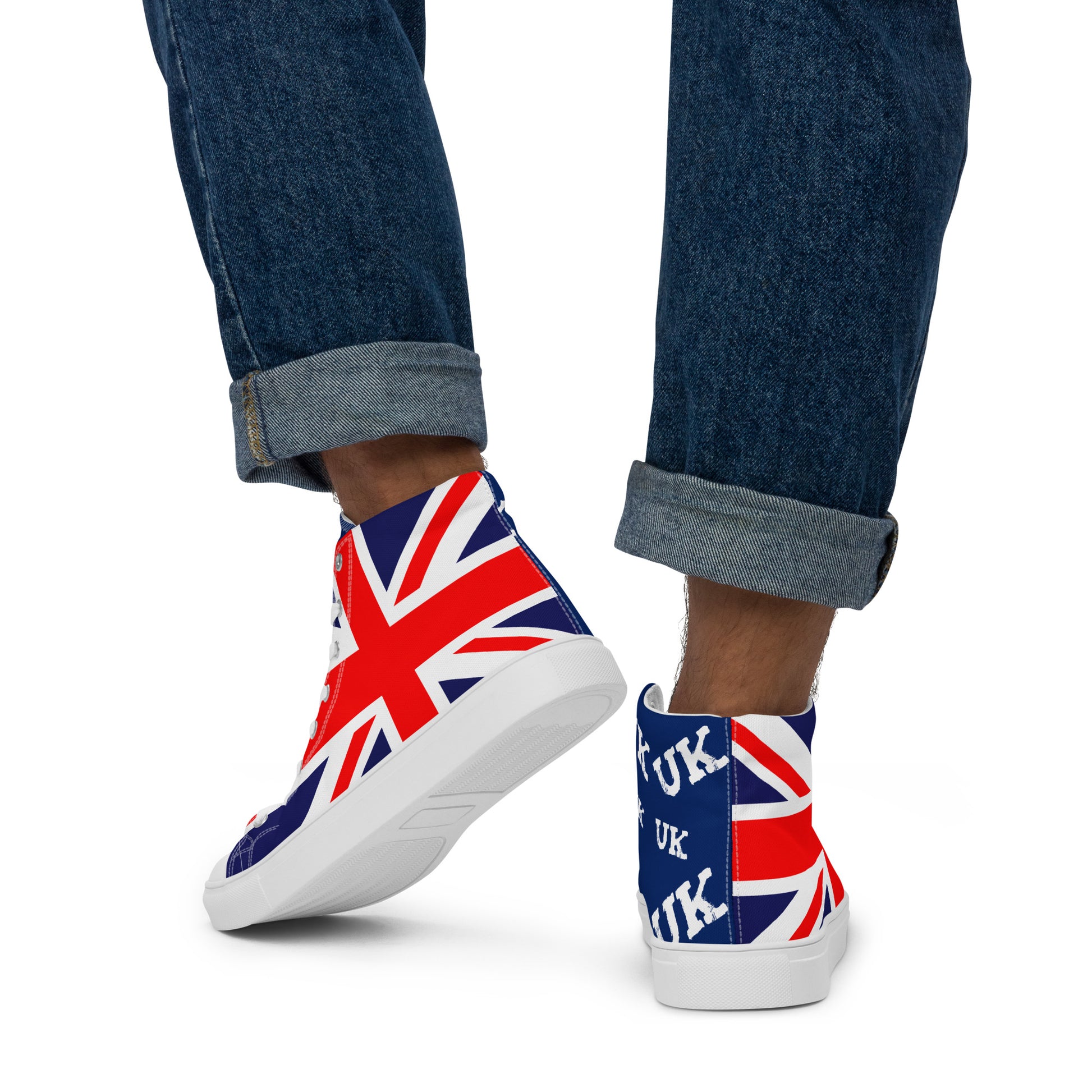 High Top Shoes For Men With UK Print