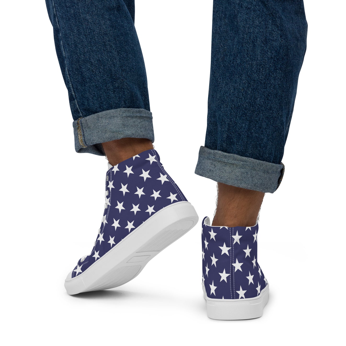 Patriotic Cool High Top Sneakers For Men With American Flag Print