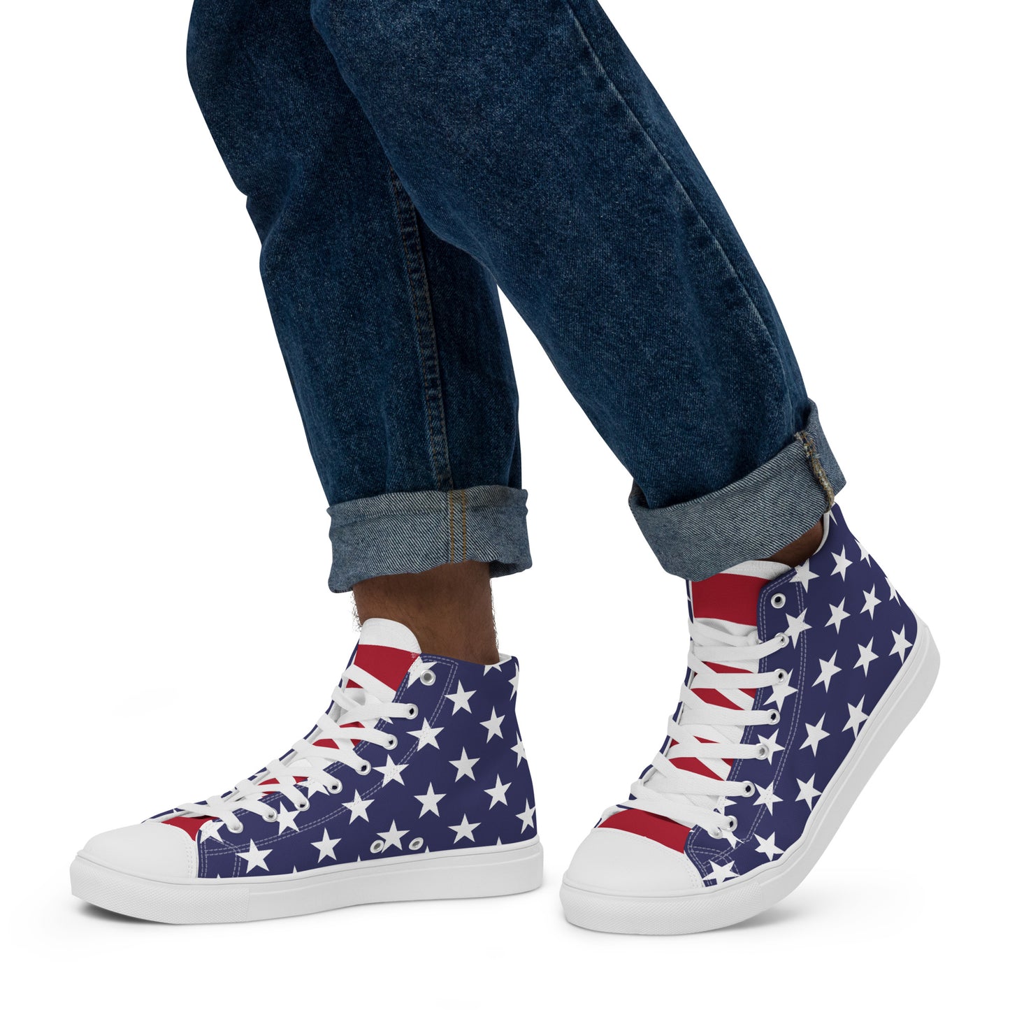 High Top Sneakers For Men With American Flag Print
