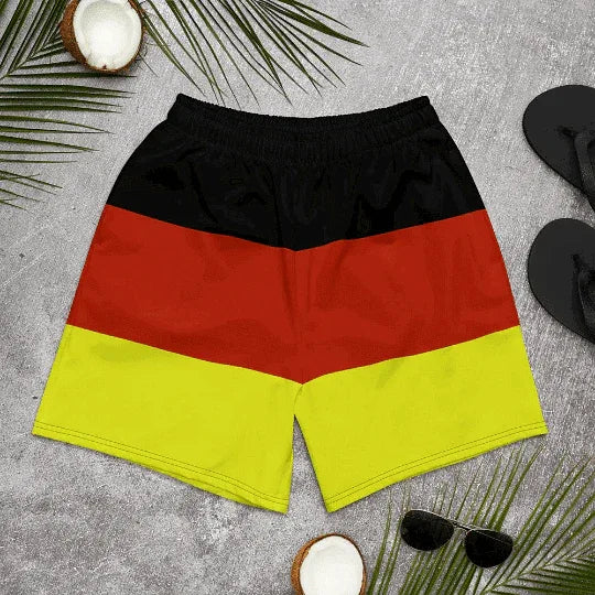 mens Germany flag beach shorts with elastic waistband comfort