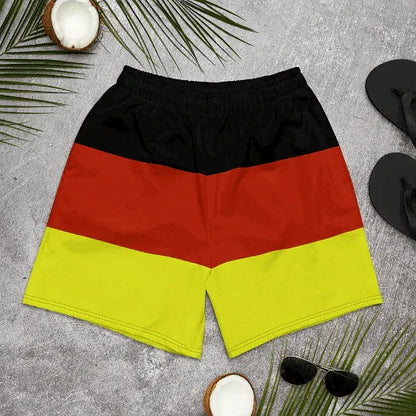 mens Germany flag beach shorts with elastic waistband comfort