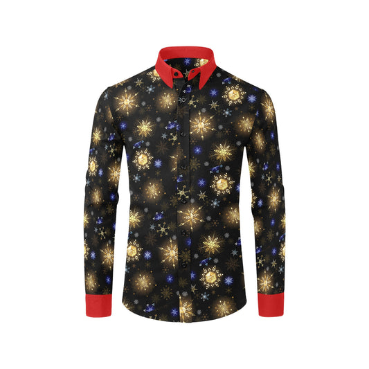 mens christmas dress shirts black gold