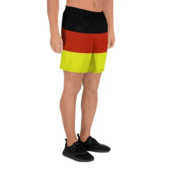 mens Germany flag athletic shorts black red yellow design