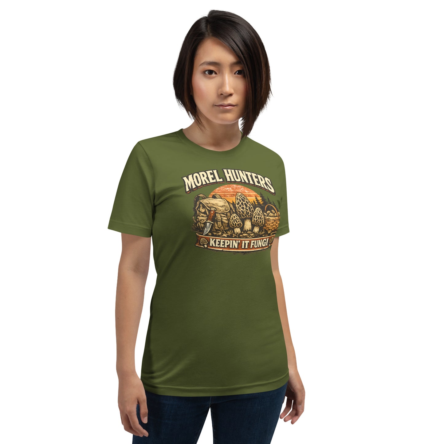 morel hunters graphic t-shirt keep it fungi outdoor shirt