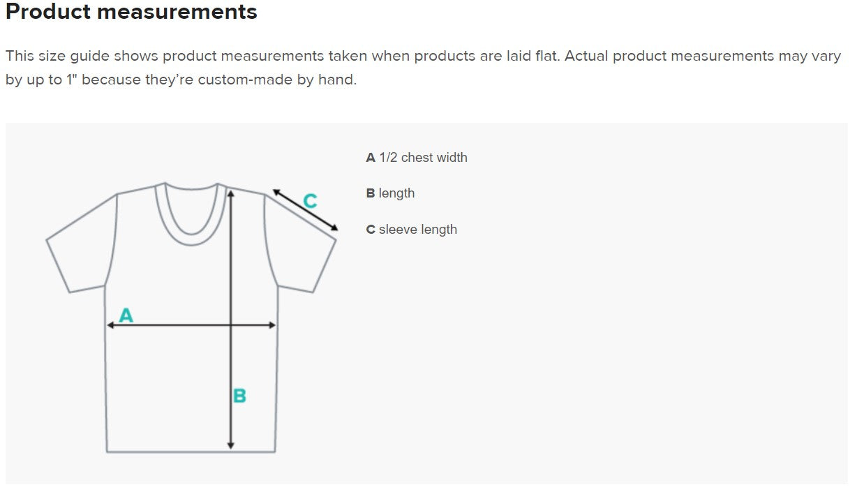 product measurements Brazil t shirt