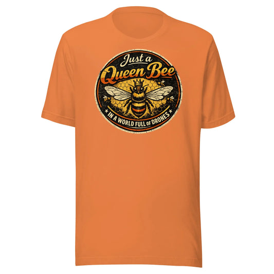retro bee graphic t shirt burned orange style