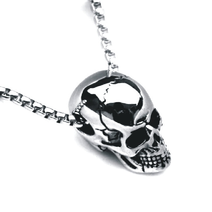 silver skull necklace for men
