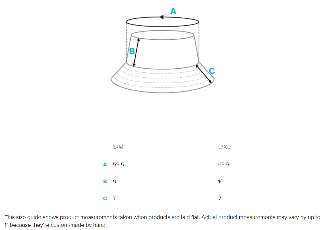 Centimeter Size Guide Bucket Hat