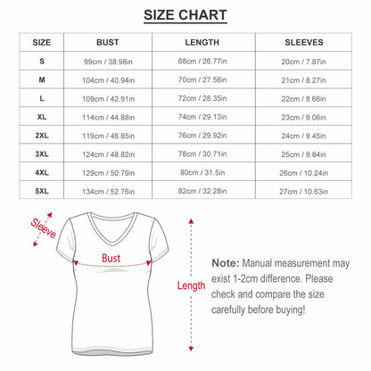 size chart christmas t-shirt