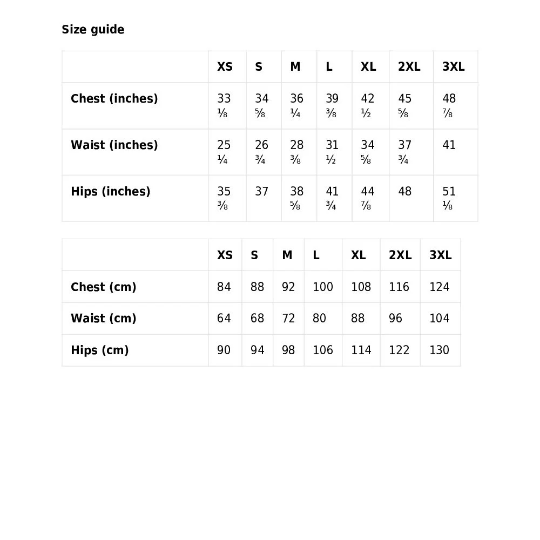 size guide