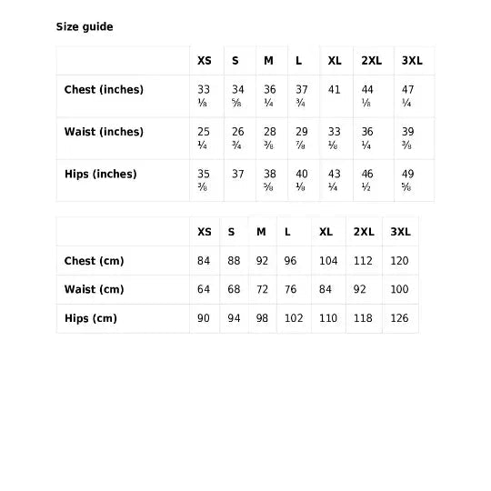 One-piece swimsuit size guide