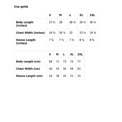 size guide t shirt
