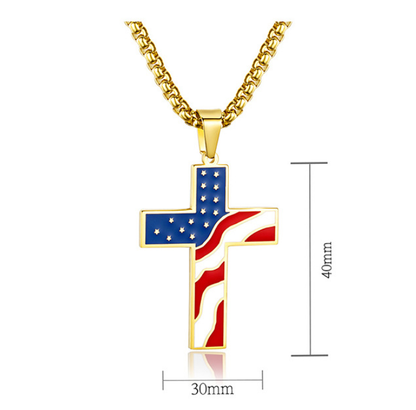 sizes american flag cross necklace