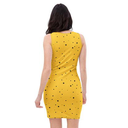 sleeveless polka dot fitted dress