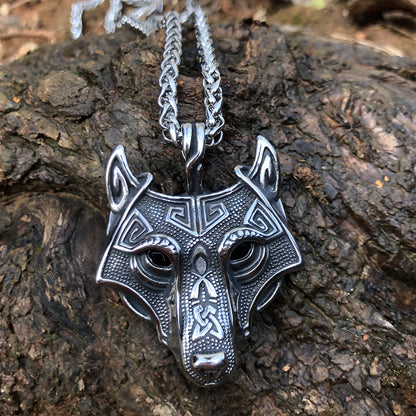 titanium steel wolf pendant chain