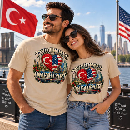 Two Homes One Heart Turkish American T-shirt