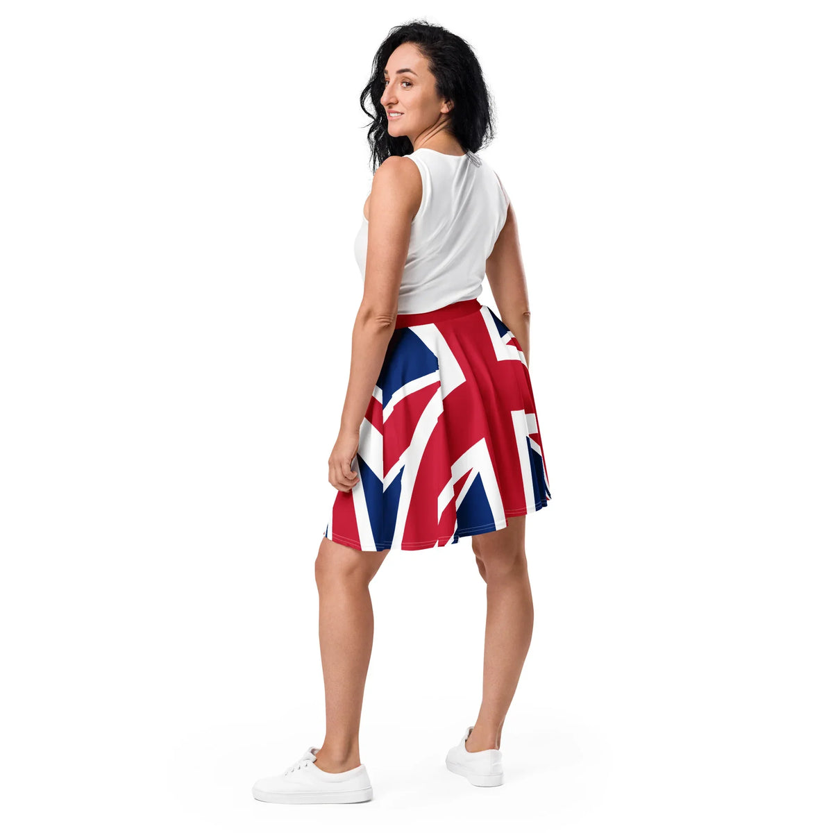Union Jack mini skirt with British flag design