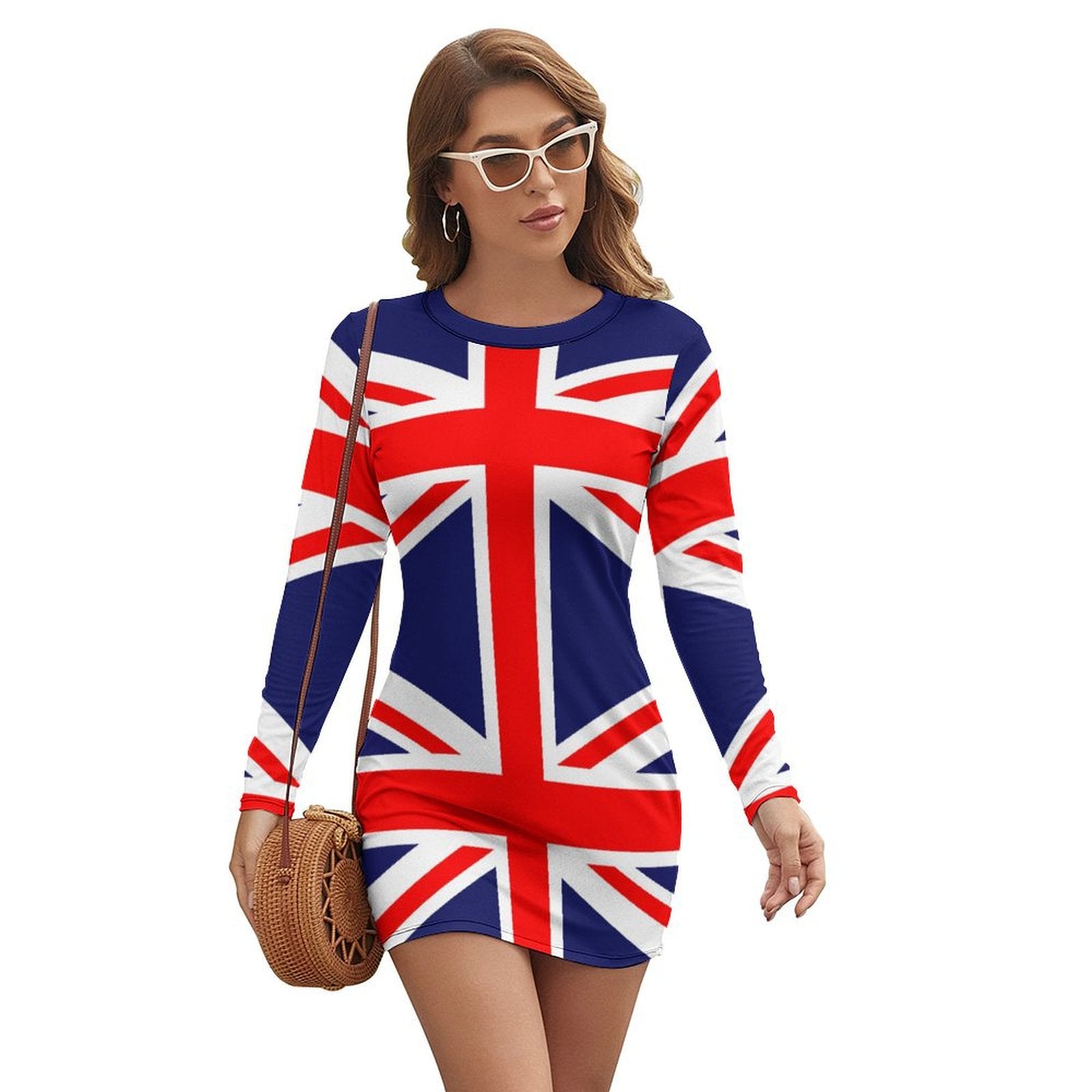 union jack long sleeve dress for women