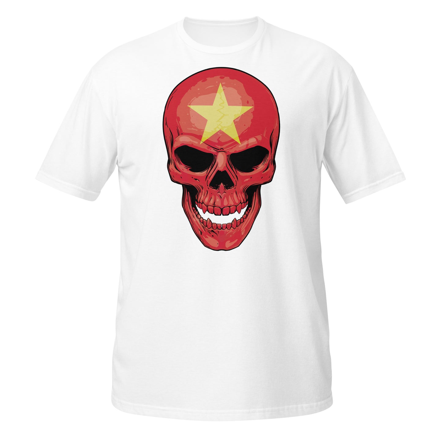 Vietnam Flag SkullのデザインTシャツ