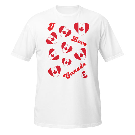Red and white I Love Canada T-Shirt for Canada Day celebration