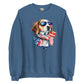 Patriot Sweatshirt Printed With Patriotic Dog Blue Color