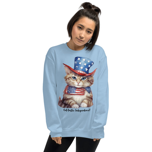 Cat Sweatshirt For Women / Custom Text Sweatshirt For The Patriotic Cat Lover